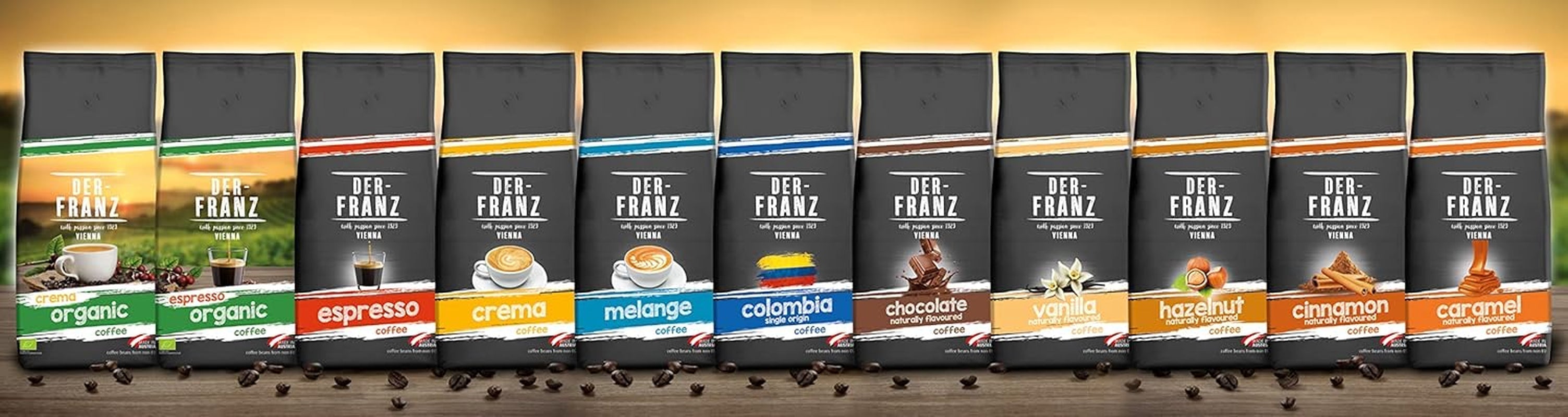 DER-FRANZ Cafea Crema, Intensitate 4/5, 100% Arabica, boabe de cafea întregi, 4 X 1000 G Cafea Naty Shop