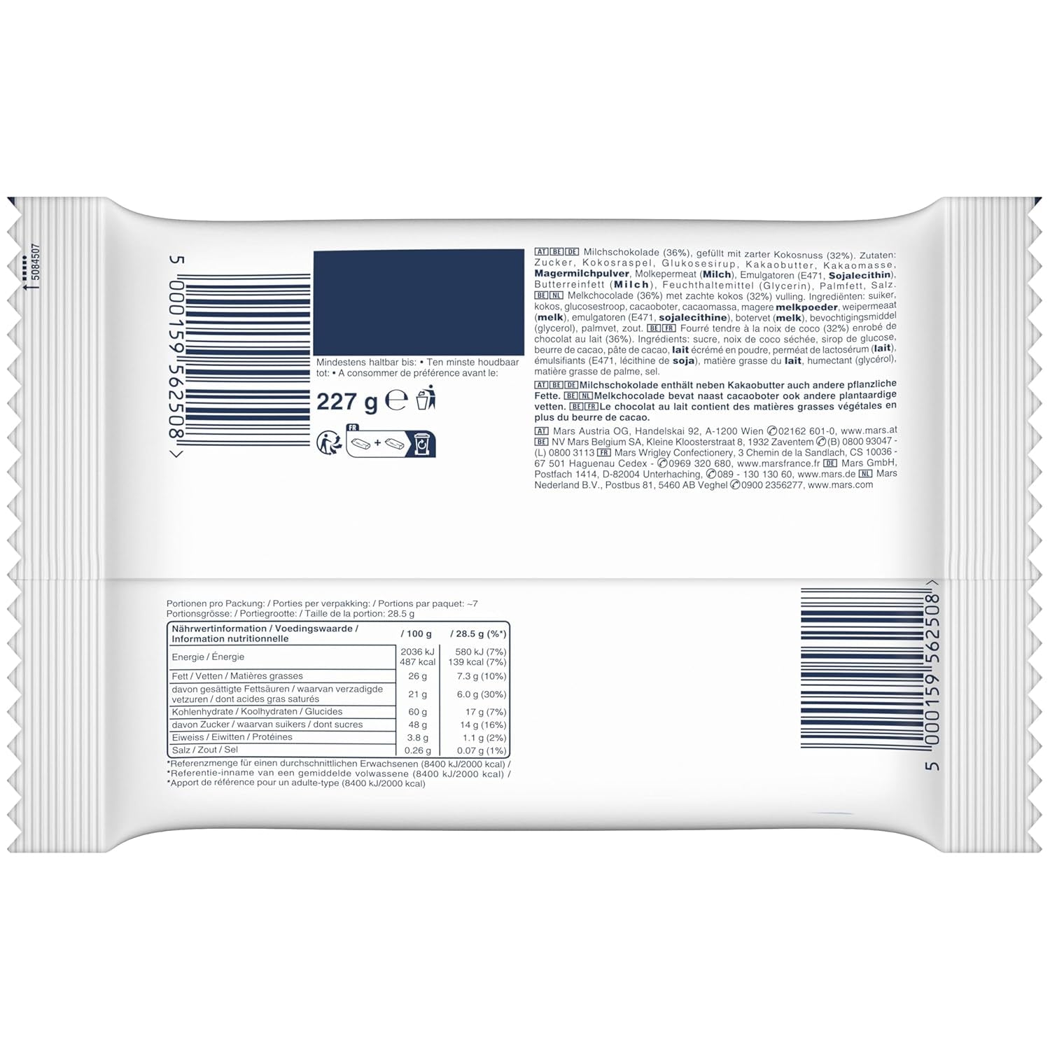 Pachet vrac Bounty Minis Chocolate, Mini batoane de ciocolată cu nucă de cocos fină, 227g, idee de cadou de ciocolată, pachet vrac de ciocolată