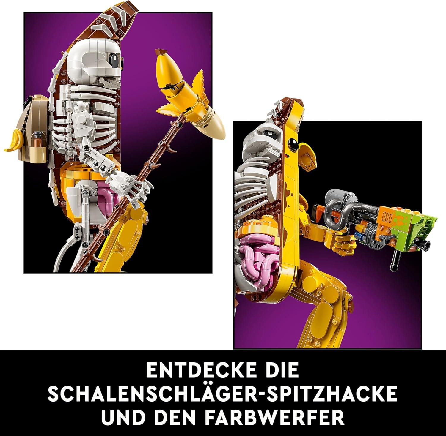 LEGO Fortnite Knochen-Schali - Gamer Modellbau -Bauset für Erwachsene - Schalenschläger Spitzhacke, Farbwerfer, Bananenrucksack - Gaming Deko - DIY Set - Gaming Geschenk für Erwachsene & Fans - 77072