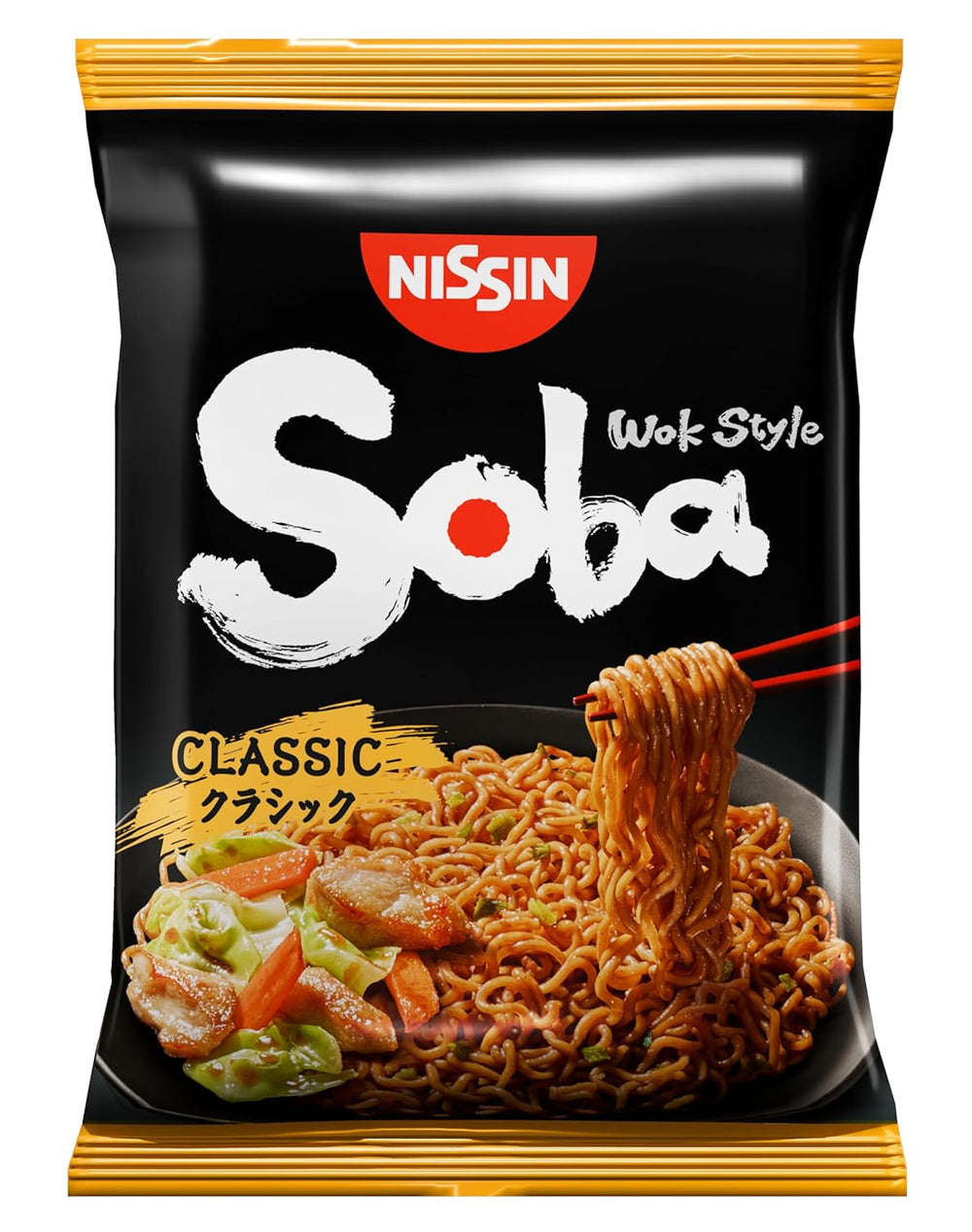 Tăiței Nissin Bag Soba – Tăiței instant japonezi clasici, pachet de 9, stil Wok, cu sos Yakisoba, preparare rapidă, mâncare asiatică (9 x 109 g)