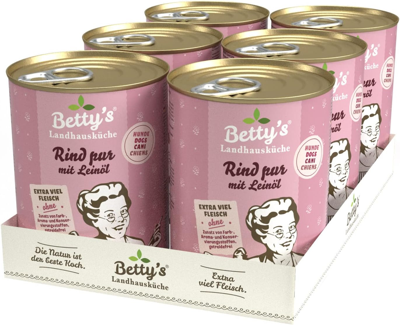 Betty'S Landhausküche cutie de hrană umedă pentru pisici, Fără cereale, Cea mai bună calitate, Carne de înaltă calitate, Gently cooked, Potrivit pentru toate rasele de pisici, Pui și fazan cu ulei de borangic 6 X 200 G