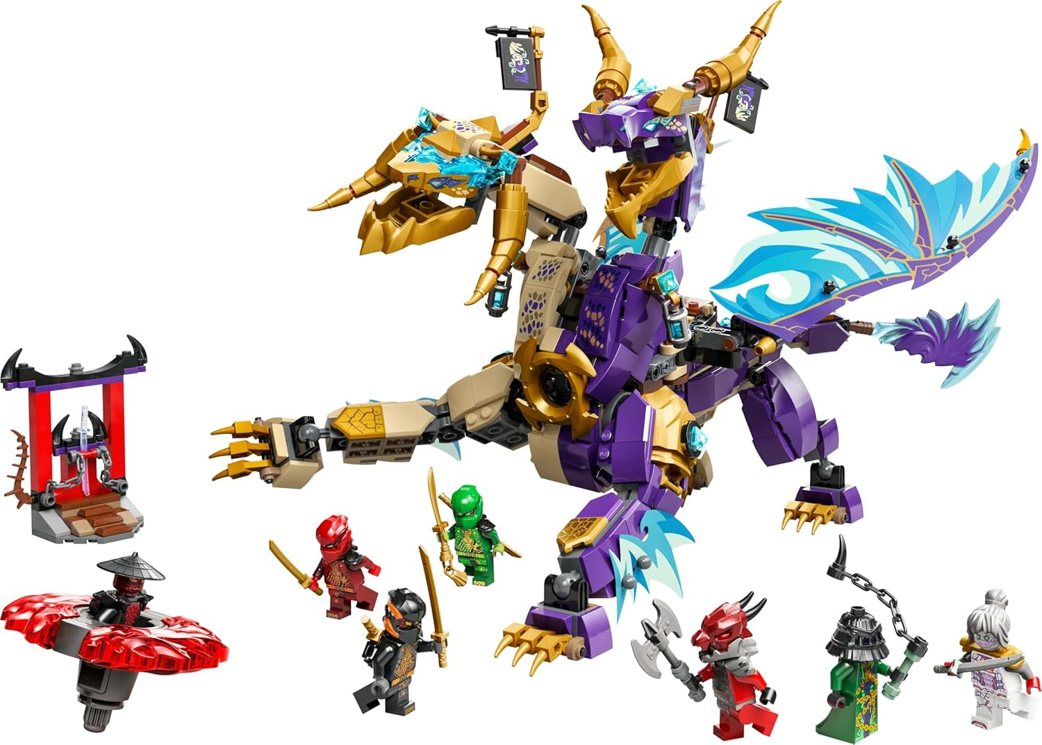 LEGO NINJAGO Lightbow Dragon - jucărie cu 8 minifigurine și o rotiță Spinjitzu - jucărie de construcție ninja interactivă pentru băieți și fete de peste 9 ani - idee de cadou pentru fani 71836 Seturi de constructie Besuche den LEGO-Store