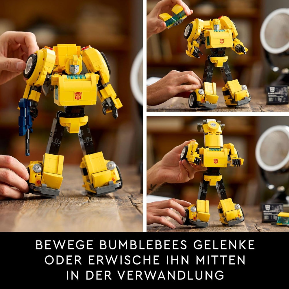 LEGO Icons Transformers Bumblebee, Figurină de acțiune robot pentru adulți de colecționat, Set de construcție pentru film pentru fanii science fiction, Poate fi transformat într-o mașină, Jucărie de aventură 10338 Seturi de constructie Besuche den LEGO-Store