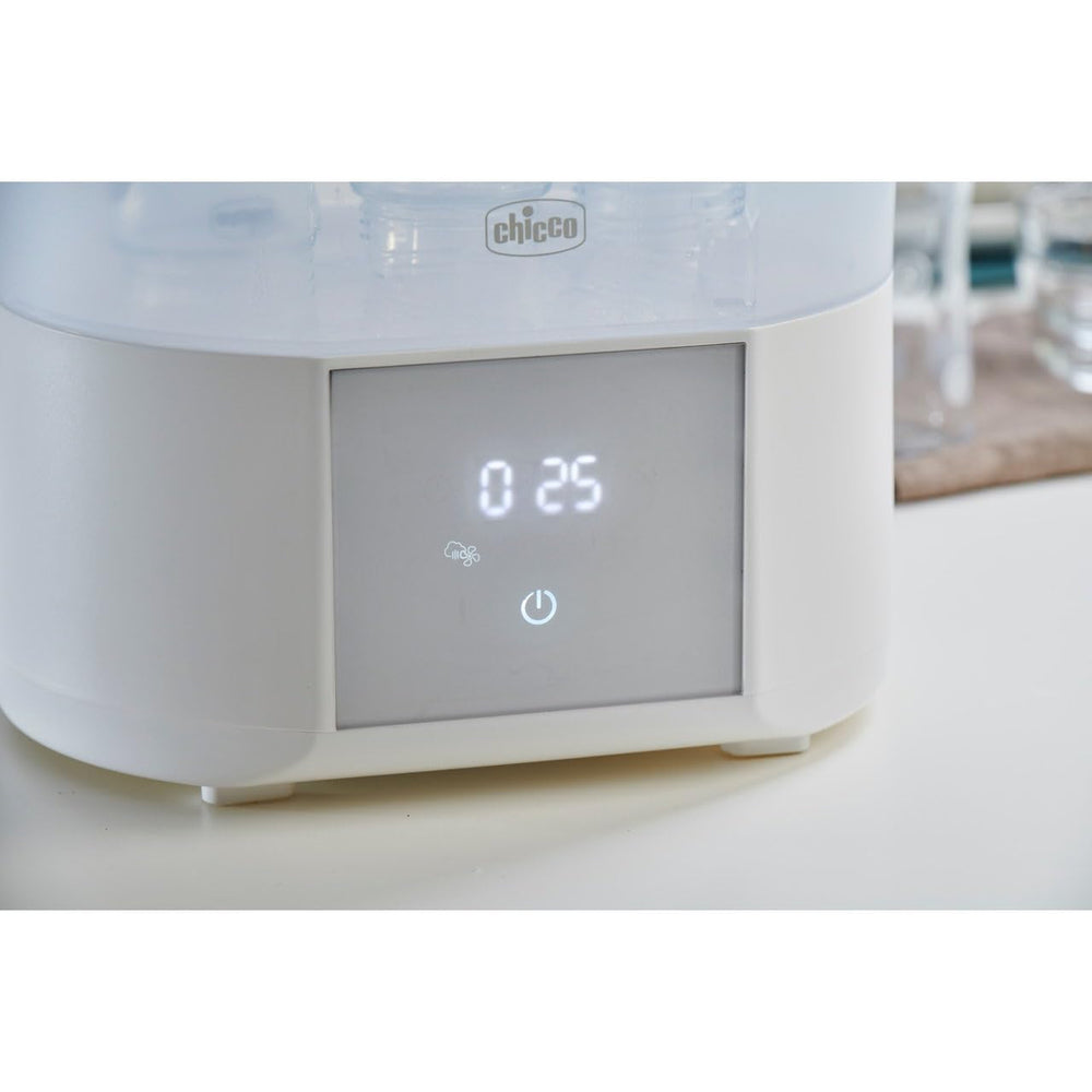 Sterilizator modular Chicco cu funcție de uscare, sterilizator pentru biberon, inel de dentiție și suzetă cu oprire automată, potrivit pentru cuptorul cu microunde, potrivit pentru sterilizarea a până la 6 biberoane de 330 ml