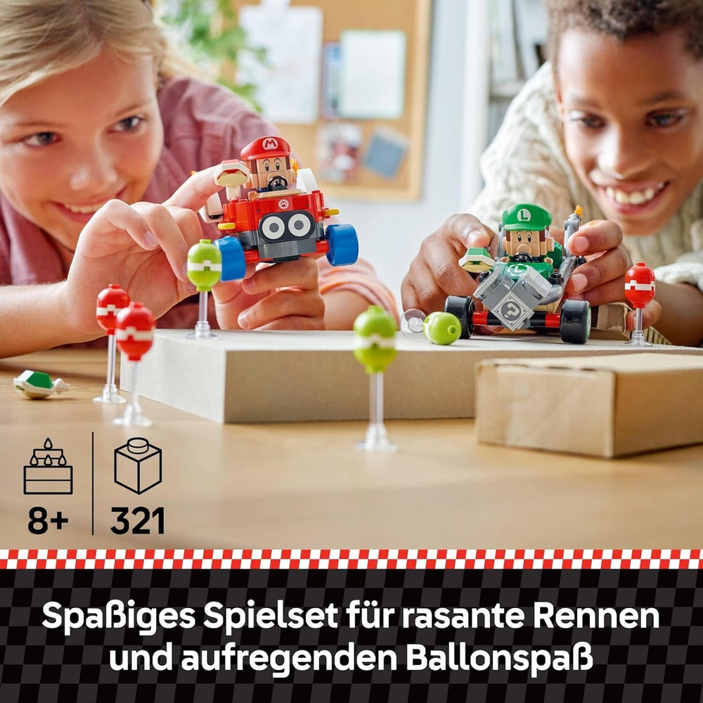 LEGO Mario Kart - Baby Mario Vs. Baby Luigi, figuri Nintendo de colecționat, 2 vitezomani de jucărie construibile, cadou pentru băieți, fete și gameri cu vârsta peste 8 ani, jucărie de aventură 72034 Seturi de constructie Besuche den LEGO-Store