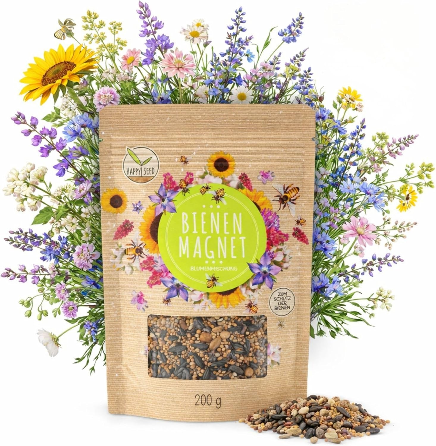 100 g de semințe de flori sălbatice pentru o pășune colorată pentru albine - Amestec vibrant și bogat în nectar de semințe de flori sălbatice pentru albine și fluturi (include eBook GRATUIT)