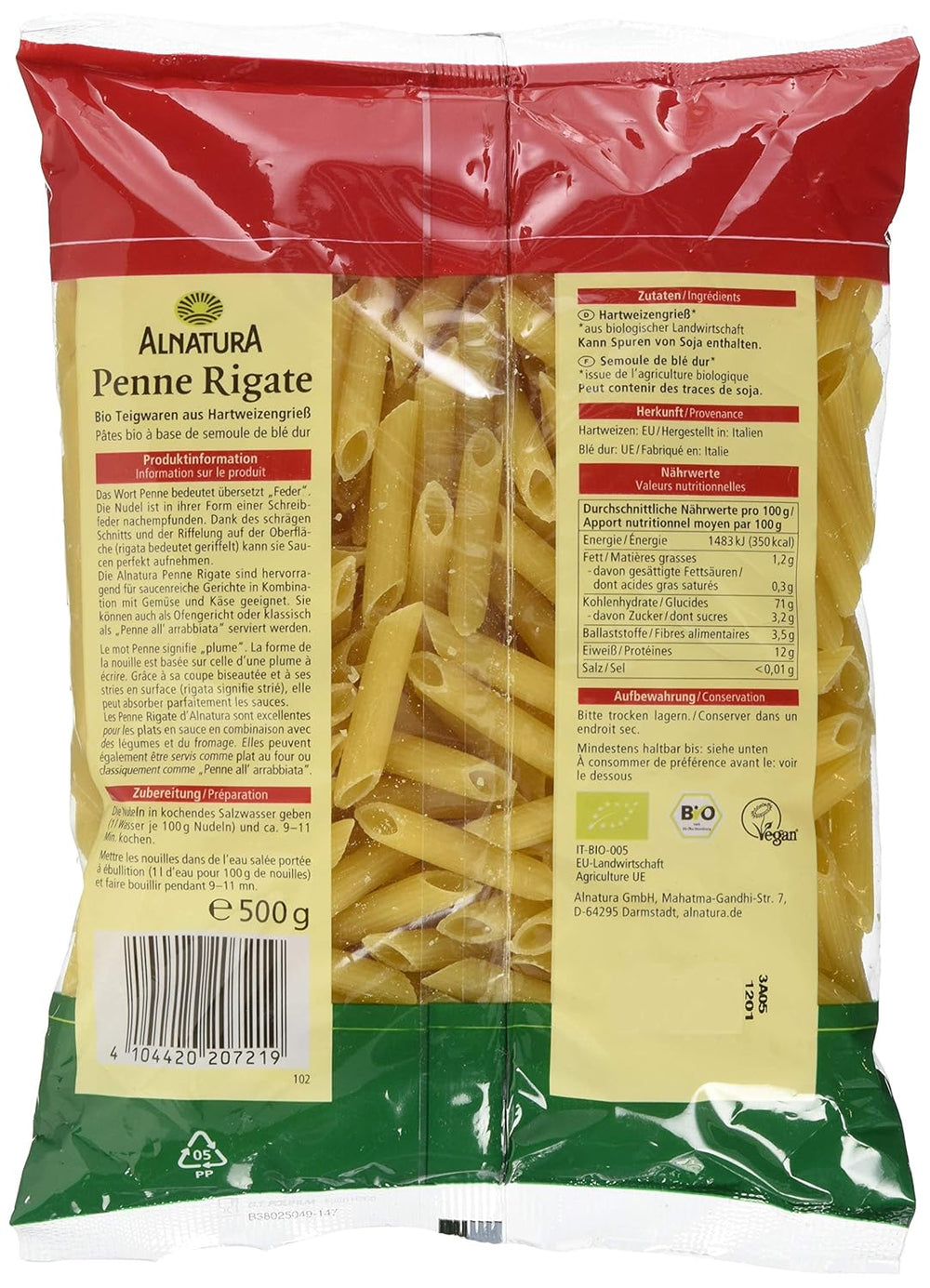 Paste organice Penne Rigate, 500g