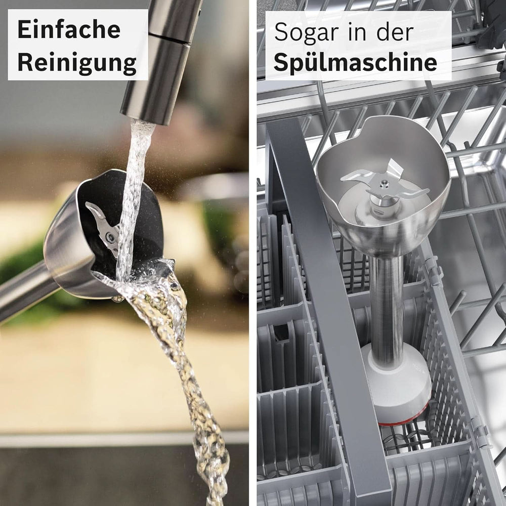 Bosch Stabmixer Ergomaster Serie 4 MSM4W210, Einhändig Bedienbar, Edelstahl-Klingen, Verschleißfreie Keramik-Kupplung, Mixbecher, Quattroblade, Antisplash Funktion, Einschaltsperre, 600 W, Weiß Mama si Copilul Naty Shop