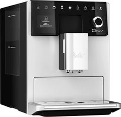 Melitta CI Touch - Espressor complet automat cu sistem de lapte, espressor cu râșniță de cafea integrată și spumator de lapte, de exemplu pentru espresso sau cappuccino, argintiu