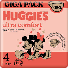 Scutece Huggies Ultra Comfort, mărimea 4 (7-18 kg), design Disney, pachet avantajos, 150 bucăți