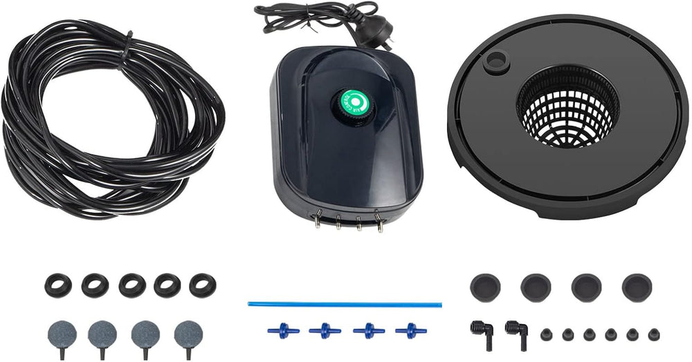 Sistem de creștere hidroponică VEVOR DWC, Sisteme de creștere hidroponică, Cultivare în apă adâncă 4 găleți de 20 de litri, Sistem DWC cu pompă de aer, pietre de aer și indicator al nivelului apei pentru legume cu frunze