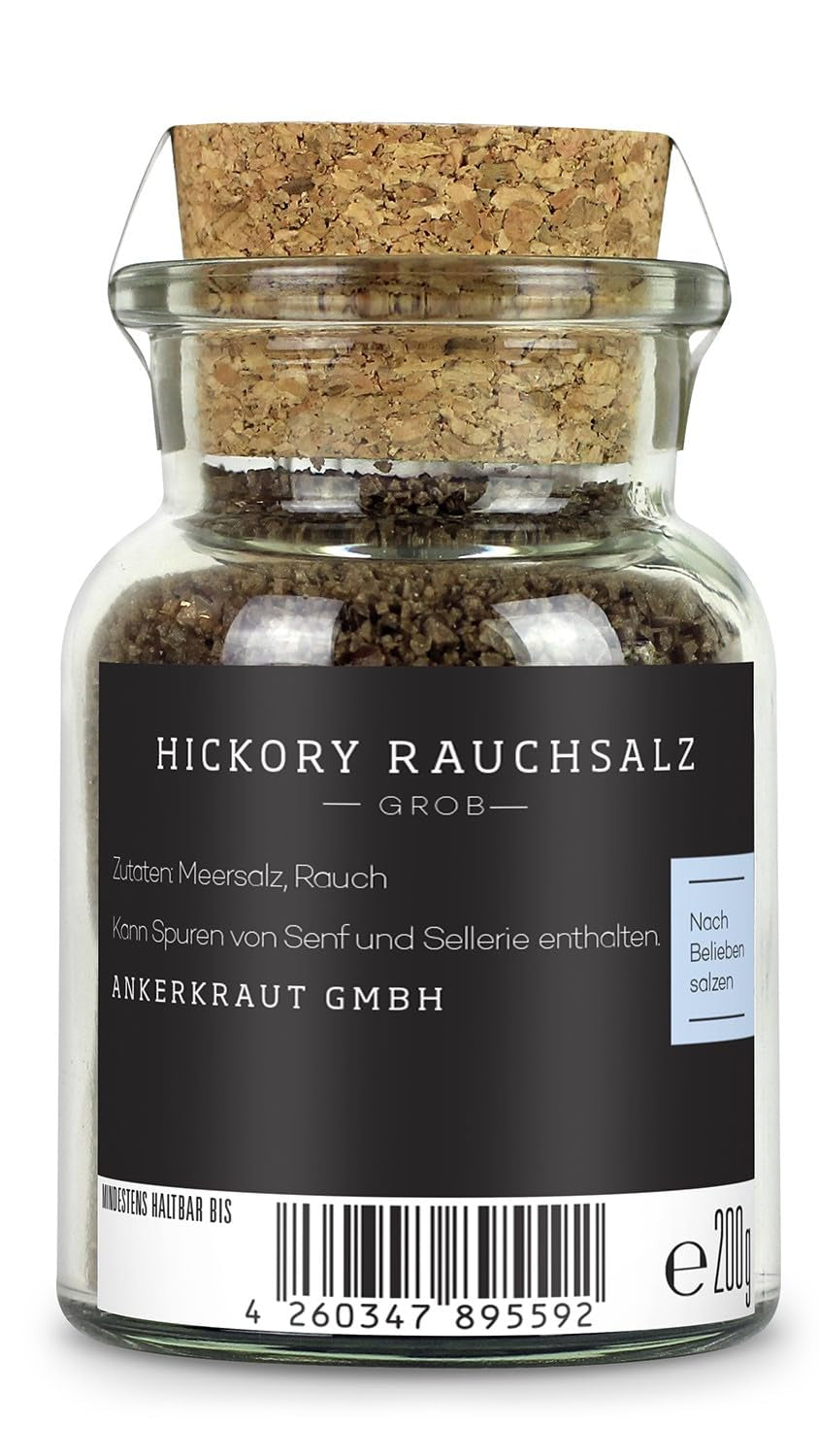 Ankerkraut Hickory Rauchsalz, echtes Rauchsalz aus den USA, 75 g im Korkenglas