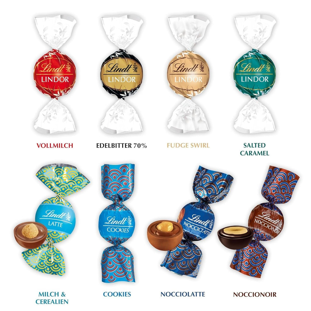Lindt Schokolade LINDOR Und ROULETTE Mischung | 1473 G | Kugeln Mit Zartschmelzender Füllung Sowie Köstliche | 8 Sorten | Pralinengeschenk | Schokoladengeschenk | Großpackung Bomboane de Ciocolata Naty Shop