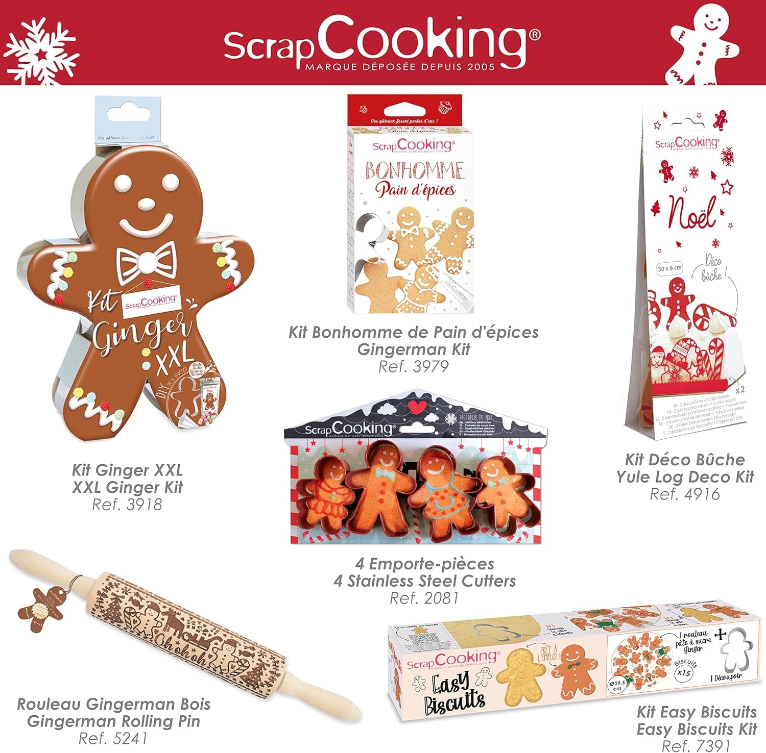 ScrapCooking - 4 Forme de Biscuiți Omuleț de Turtă Dulce - Forme de Biscuiți de Crăciun din Oțel Inoxidabil - Forme de Biscuiți Omuleț de Turtă Dulce - Accesorii de Coacere Design Tort - 2081