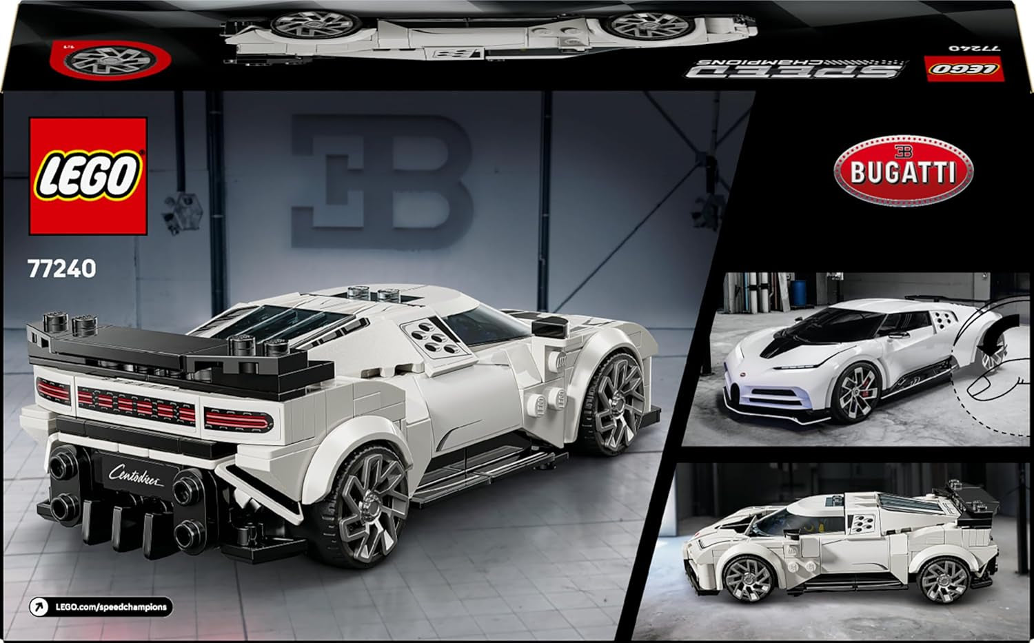 LEGO Speed Champions Bugatti Centodieci Hypersportwagen - Rennauto zum Bauen und Ausstellen - Fahrer Minifigur zum Sammeln - Geschenk für Jungen und Mädchen ab 9 Jahren und Erwachsene 77240