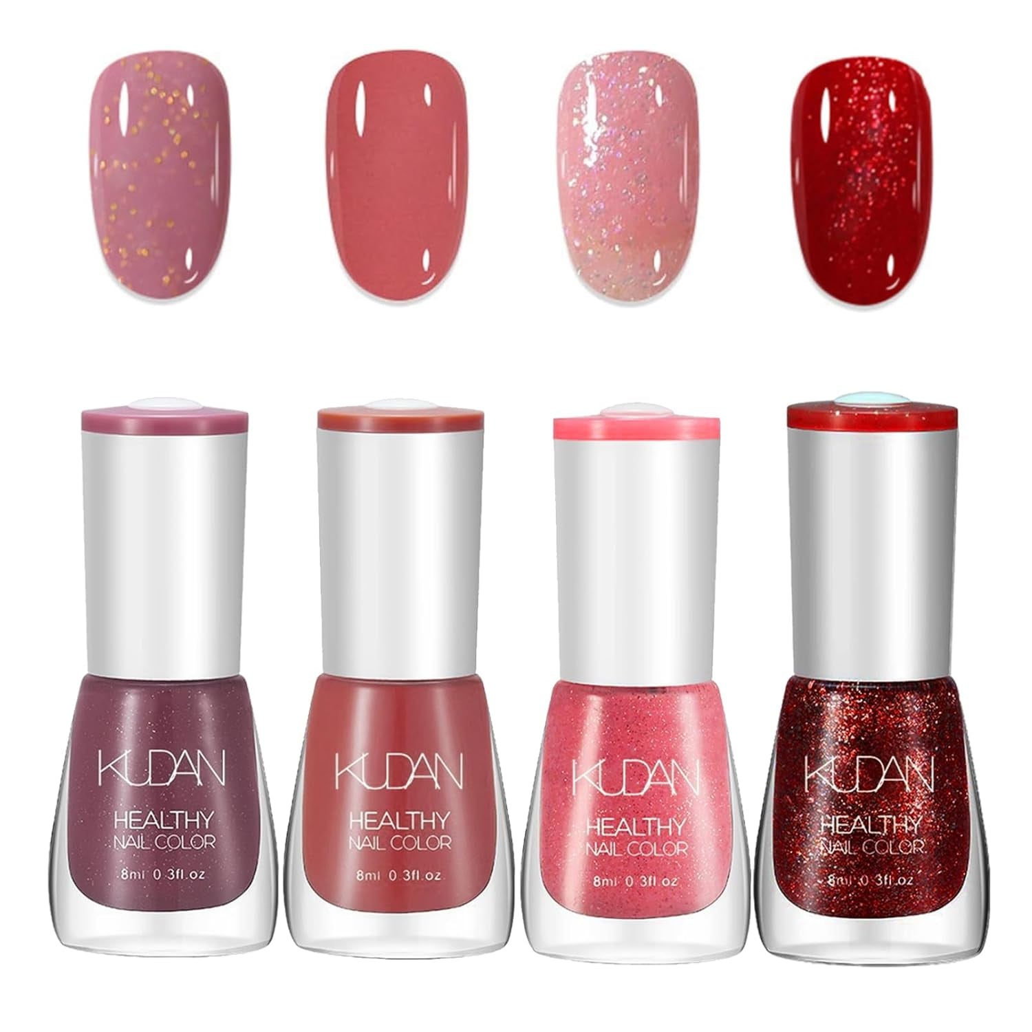 Set de ojă cu 4 piese - Oja pe bază de apă cu uscare rapidă și durabilă - Oja pentru design unghii DIY (set de 4 piese, stil nud, normal)