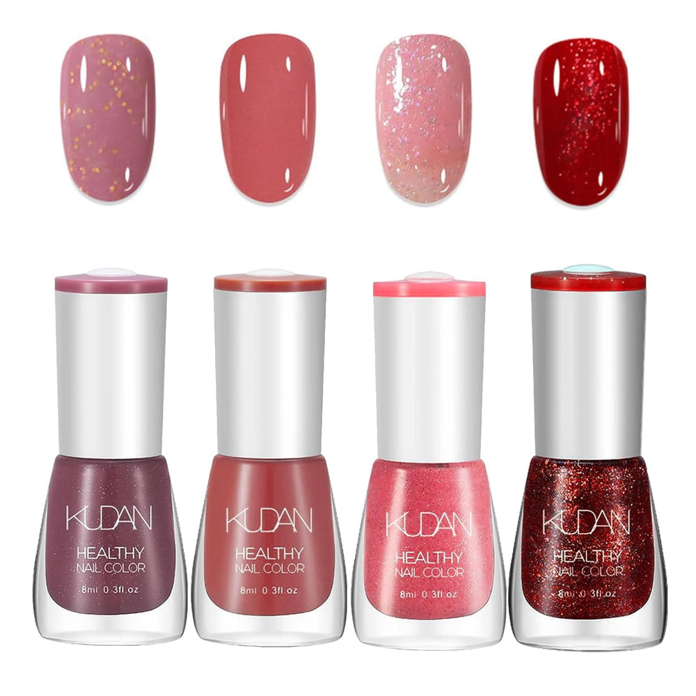 Set de ojă cu 4 piese - Oja pe bază de apă cu uscare rapidă și durabilă - Oja pentru design unghii DIY (set de 4 piese, stil nud, normal)