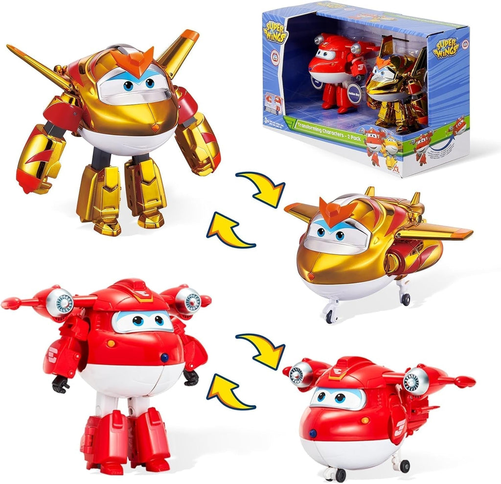 Auldey EU740283 Super Wings Transformer Figura JETT Supercharge 12 Cm, Colorat Action figures Naty Shop Jett Băiat de aur