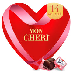 Ferrero Mon Chéri Heart – Cadou de ciocolată de Ziua Îndrăgostiților pentru el și ea – Ciocolată crocantă, lichior fructat și cireșe aromate – Pentru Ziua Îndrăgostiților, Ziua Mamei și Paște – 1 pachet de 147 g