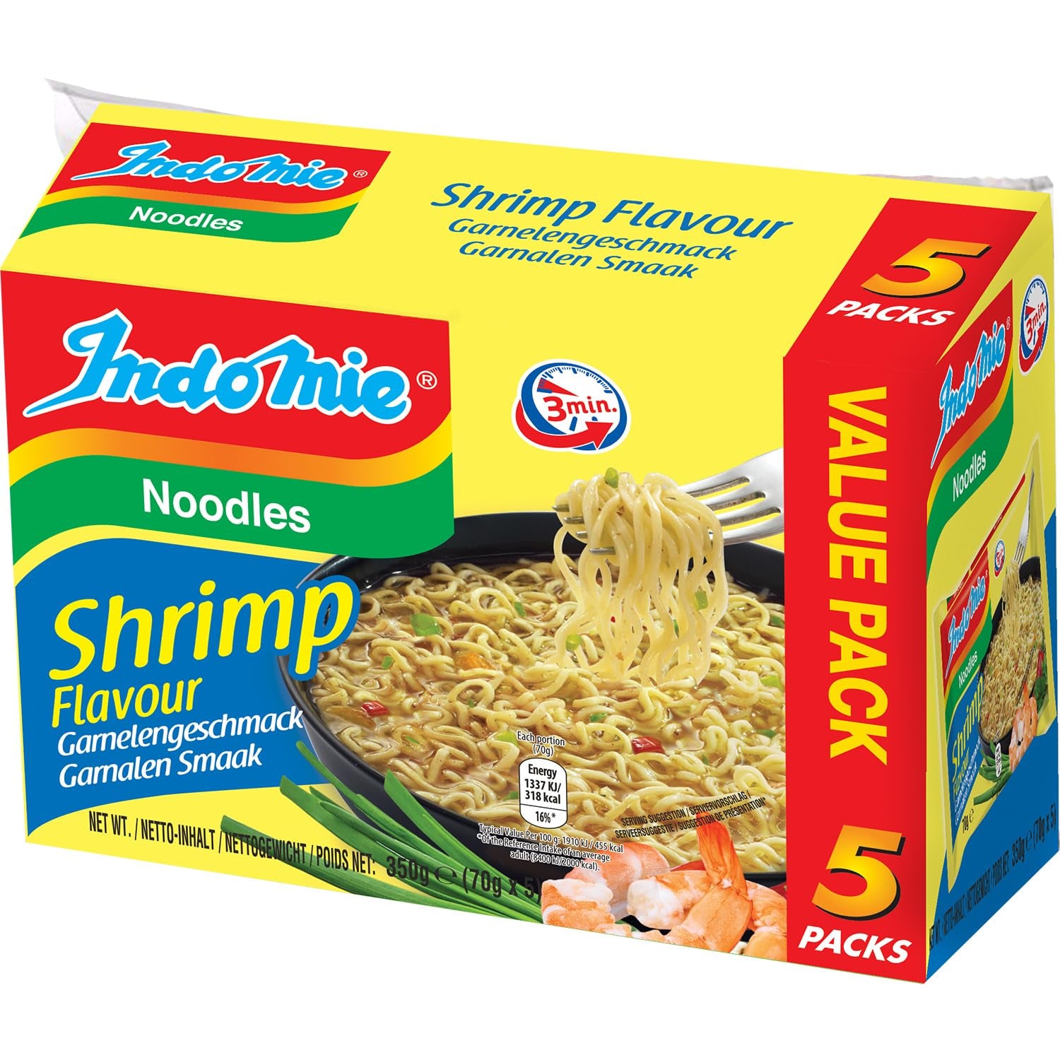 INDOMIE - Tăiței instant cu creveți, pachet de 5 - (1 x 5 x 70 g)