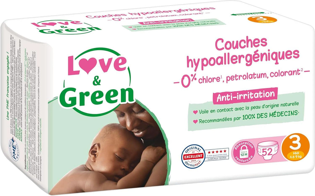 Love & Green, scutece marimea 3, hipoalergenice, fara clor Mama si Copilul Naty Shop