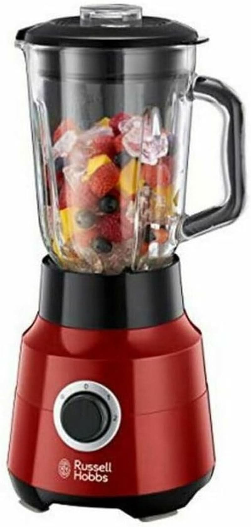 Russell Hobbs Standmixer [1,5L Glasbehälter] Desire Rot (Starker 0.9PS Motor, Impuls-/Ice-Crush-Funktion, Edelstahlmesser, Bpa-Frei Mixer, Elektrischer Zerkleinerer, Smoothie-Maker) 24720-56 Mama si Copilul Naty Shop Glas Standmixer