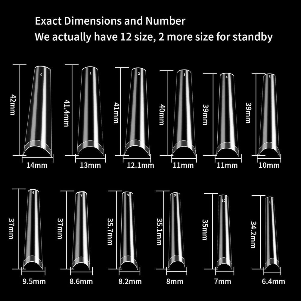 240 bucăți unghii artificiale, vârfuri unghii false extra lungi, acoperire completă, vârfuri unghii balerină (transparente)