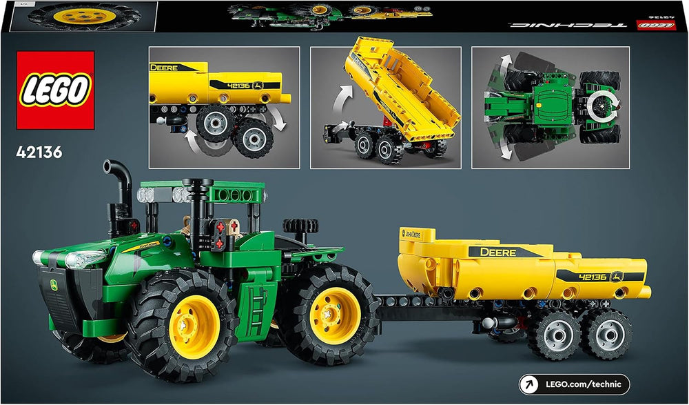 LEGO Technic John Deere 9620R Tractor 4WD, cu remorcă basculantă, jucărie agricolă clasică pentru copii, băieți și fete de la 8 ani, kit model de colecție 42136 Seturi de constructie Besuche den LEGO-Store