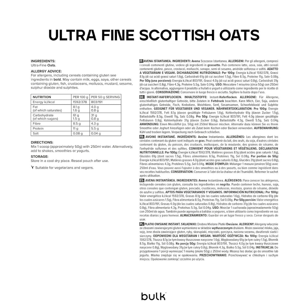 Fulgi de ovăz măcinați fin, vrac, 2,5 kg, 50 de porții, ambalajul poate varia