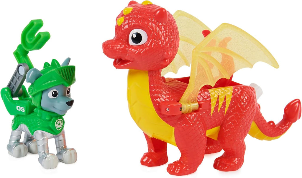 PAW PATROL, Rescue Knights Rocky și Dragon Flame set de figurine de acțiune, jucărie potrivită pentru copii cu vârsta de peste 3 ani Action figures Naty Shop