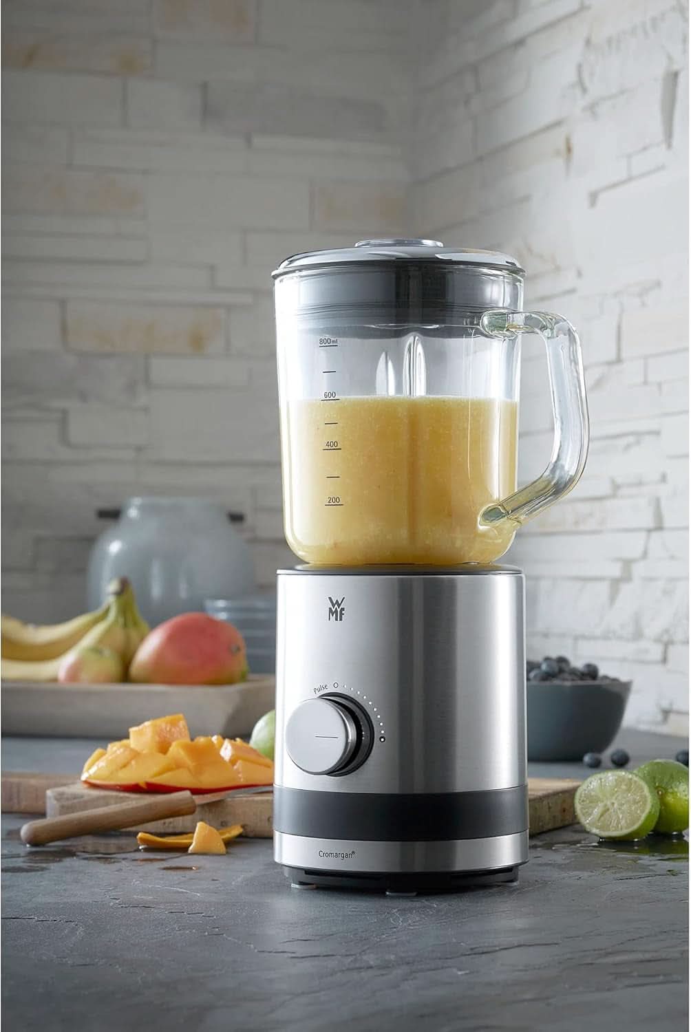 WMF Küchenminis Kompaktmixer, Mini Standmixer, 400 Watt, Standmixer Klein, Glasbehälter 0,8 L, Pulsstufe, Cromargan Matt Bucatarie Naty Shop