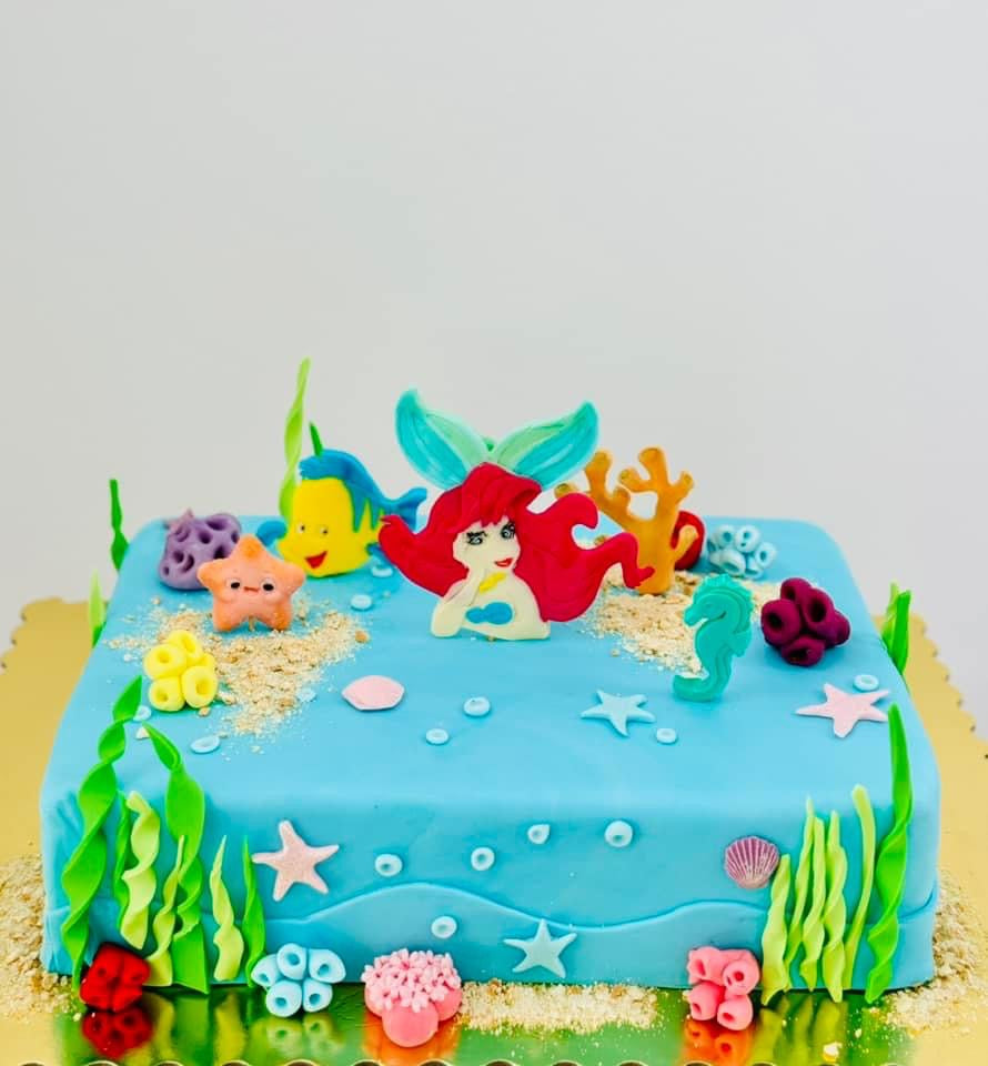 Set 6 decoratiuni comestibile din zahar, Printesa Ariel Decoratiuni din Pasta de Zahar Naty Shop