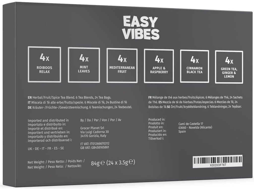 - Cutie cadou | Cutie cu selecție de ceaiuri din plante | 24 pliculețe - Filtru piramidal | 6 arome | Idei de cadouri pentru ea și pentru el