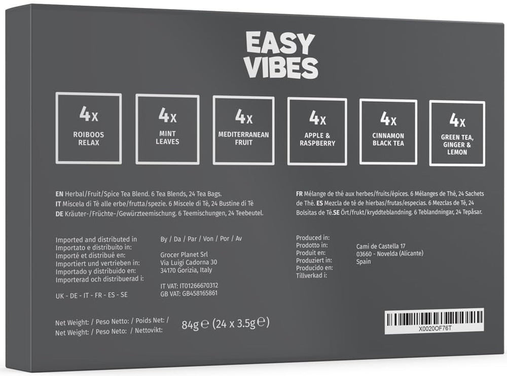 - Cutie cadou | Cutie cu selecție de ceaiuri din plante | 24 pliculețe - Filtru piramidal | 6 arome | Idei de cadouri pentru ea și pentru el