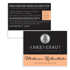 Ankerkraut Mediterrane Knoblauchbutter Gewürz, 85g im Korkenglas, Zuckerfrei, Würzige Zutaten für Butter, Geschenk-Idee, Grill-Abend mit Freunde & Familie, Premium Qualität Ohne Geschmacksverstärker