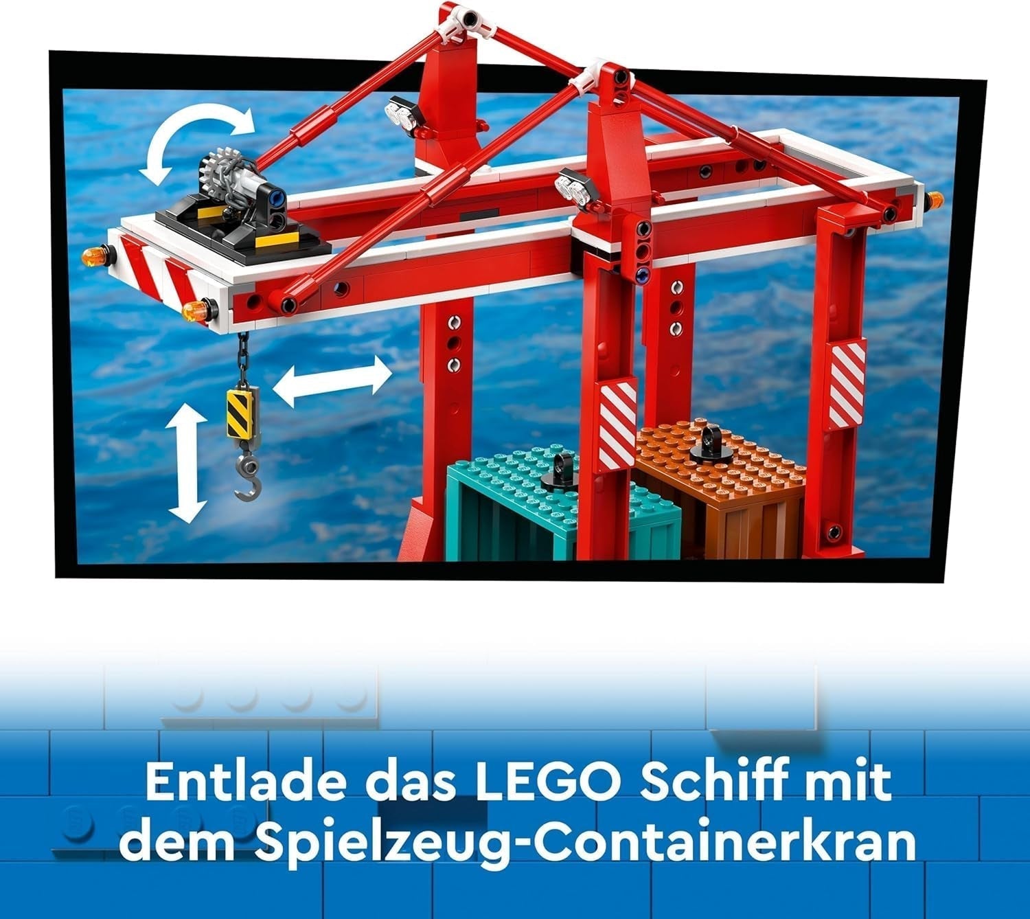 Portul LEGO City cu navă de marfă, jucărie de construit pentru băieți și fete de la 8 ani, idee de cadou pentru copii, macara pentru containere, navă de jucărie și 8 minifigurine 60422 Seturi de constructie Besuche den LEGO-Store