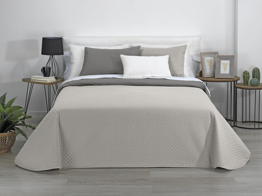 Estoralis | AVA | Cuvertură Boutique Reversibilă | Pentru toate anotimpurile | Culoare - Bej/Taupe | Pentru pat 80/90 cm. pat. (180 X 270 Cm. Ancho X Alto) | Cuvertură cu matlasare Plapumi si pilote Naty Shop