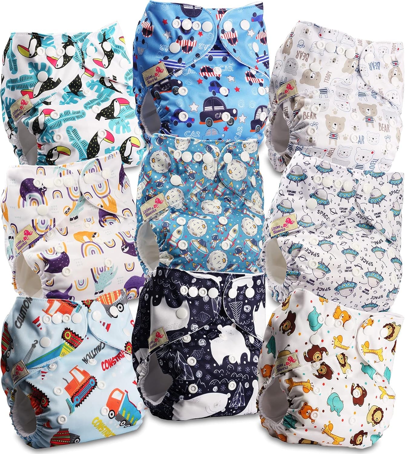 Scutec reutilizabil Littles and Bloomz FLP2-0406, cu capsă standard, 4 scutece