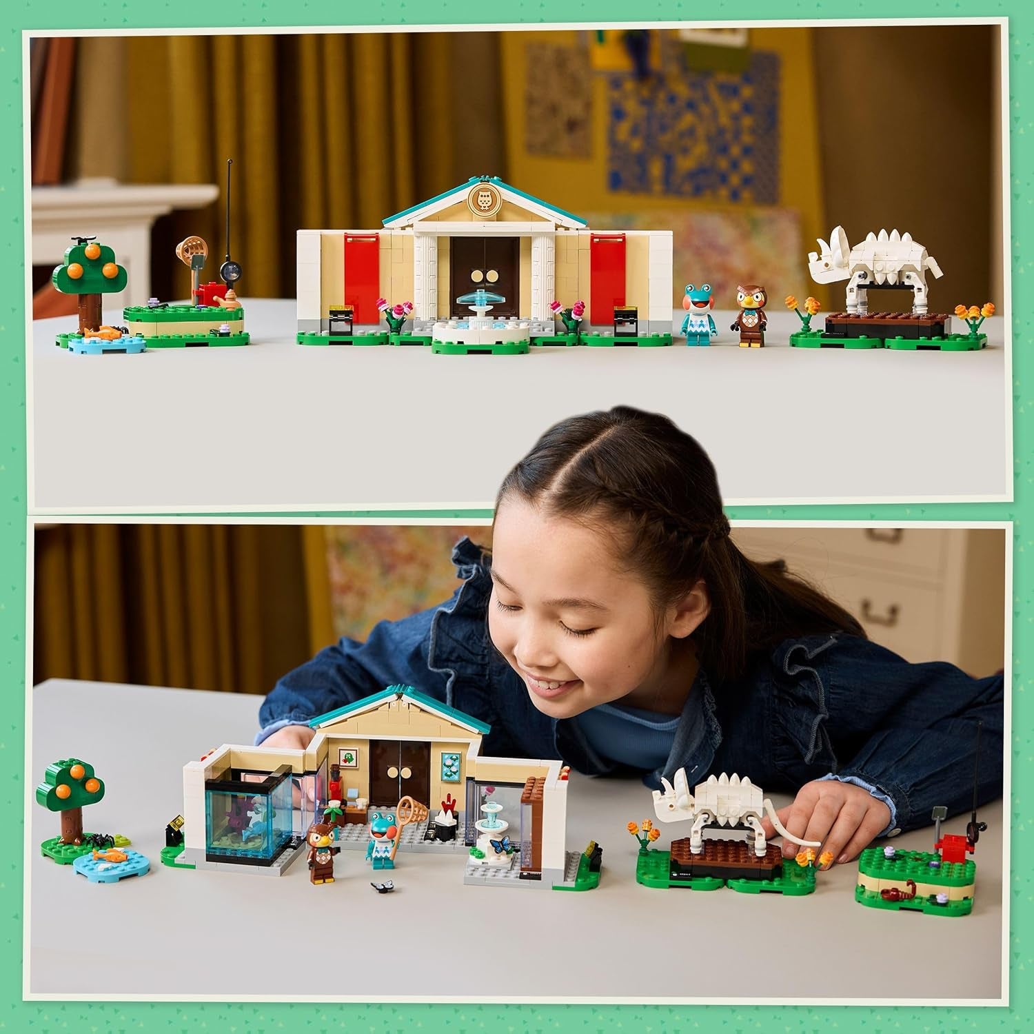 LEGO Animal Crossing - Eugens Museumssammlung - Interaktives Spielset mit Eugen & Liliane Minifiguren, Dinosaurierfossilien & Zubehör - Gamer Geschenk für Mädchen & Jungen ab 7 Jahren - 77056