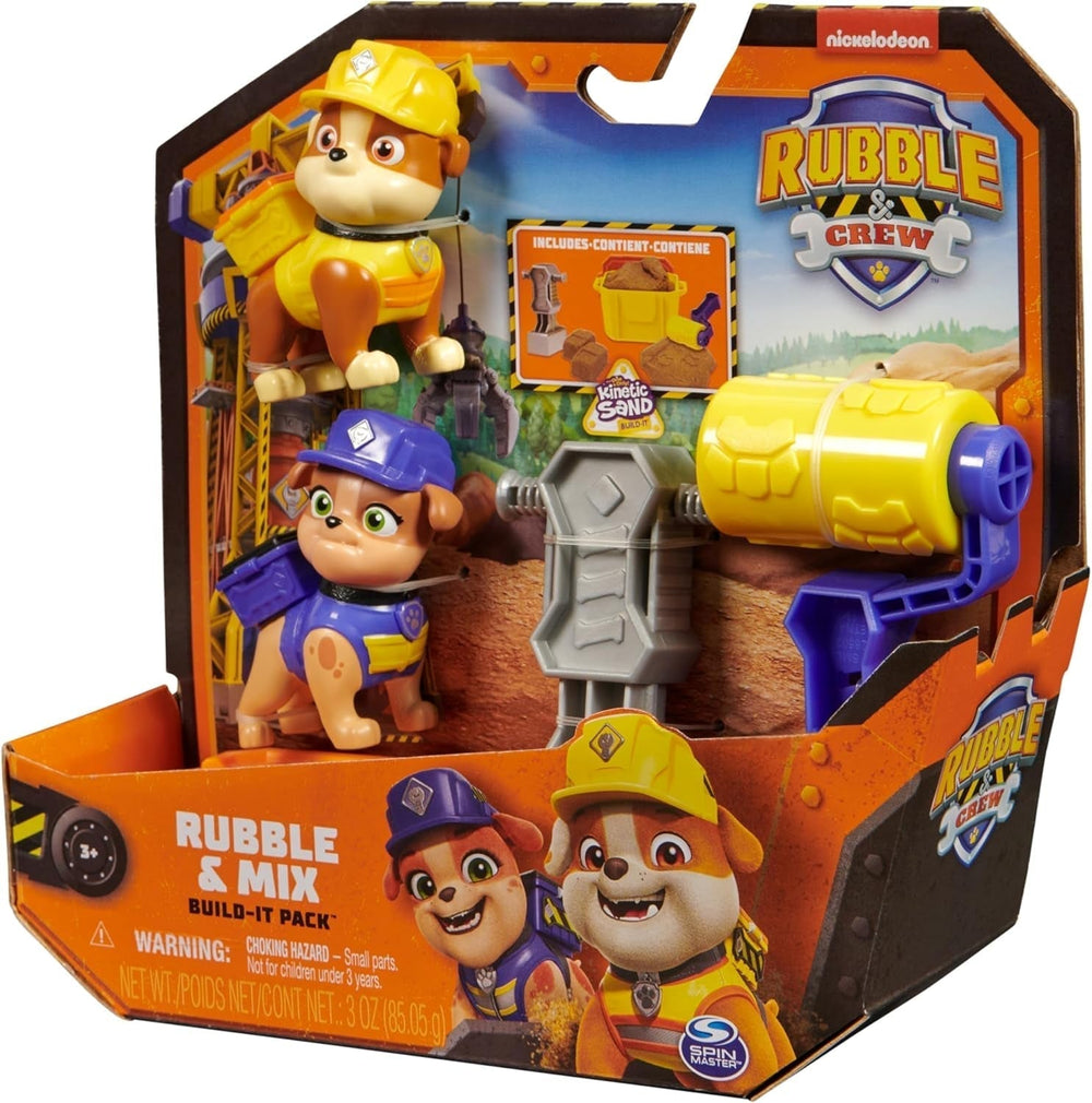 Rubble & Crew - Set de figurine de acțiune cu figurină Rubble & Mix, 2 jucării de construcție și 85G nisip cinetic de construcție, jucărie potrivită pentru copii de la 3 ani în sus Action figures Naty Shop