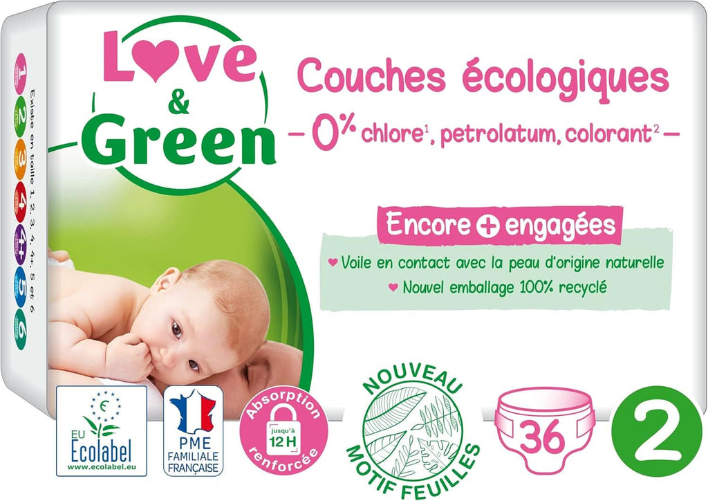 Love Green, Scutece pentru bebeluși sănătoase și ecologice - mărimea 2 (3-6 kg) - 36 buc Mama si Copilul Naty Shop