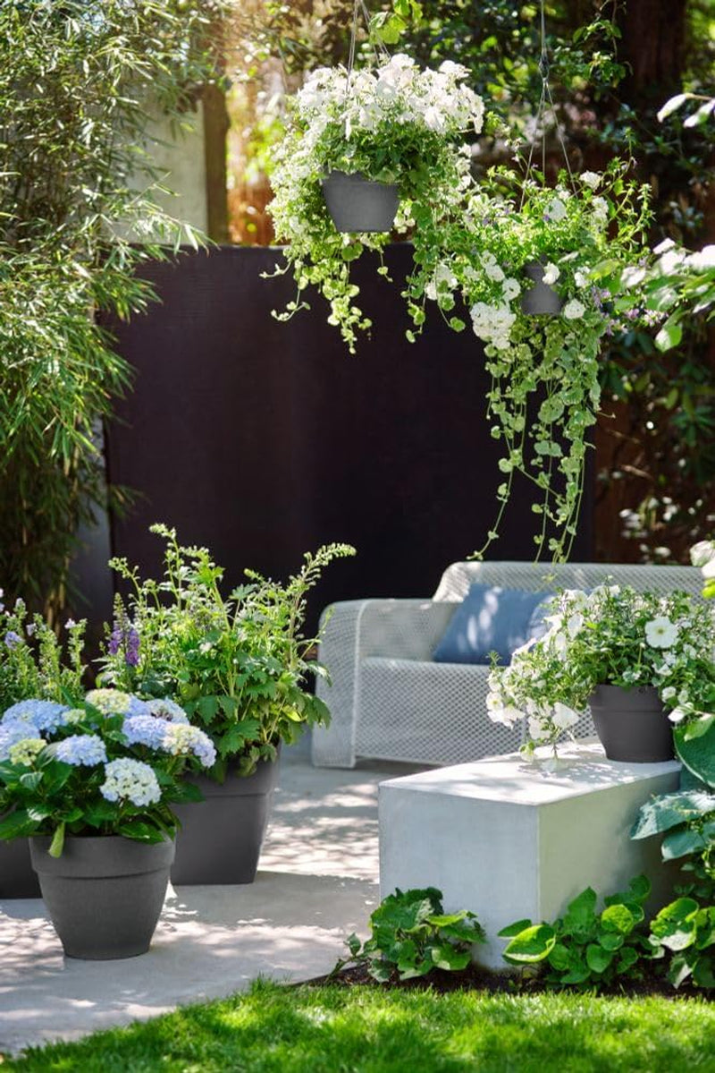 elho Vibia Campana Jardinieră suspendată 26 - Ghiveci suspendat pentru flori - Ghiveci pentru plante de exterior - Ø 26,0 x H 18,4 cm - Negru/Antracit