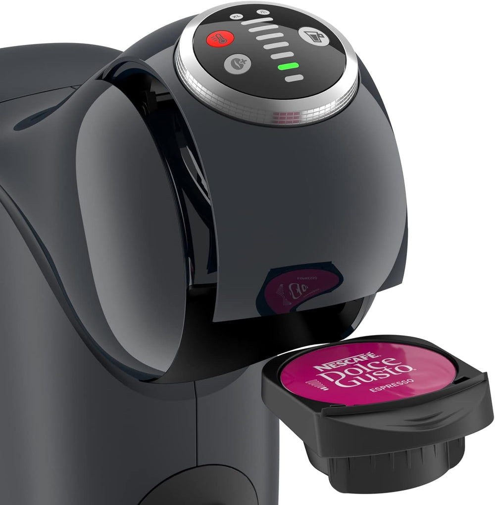 NESCAFÉ Dolce Gusto Genio S Plus de Krups, aparat de cafea compact cu capsule, capacitate 0,8 litri, 1500 wați, avertizare automată de detartrare, gri cosmic, KP340B