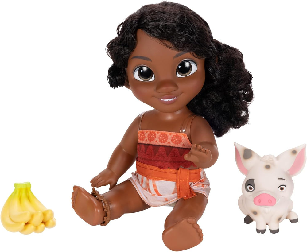 Set de joacă cu păpușă Vaiana 2, sora mai mică a Disney, Simea, și figurină Pua de la Jakks Pacific, 27 cm înălțime, include 1 costum de păpușă, 1 Pua, 1 mănunchi de banane din plastic, recomandat copiilor cu vârsta de 3 ani și peste