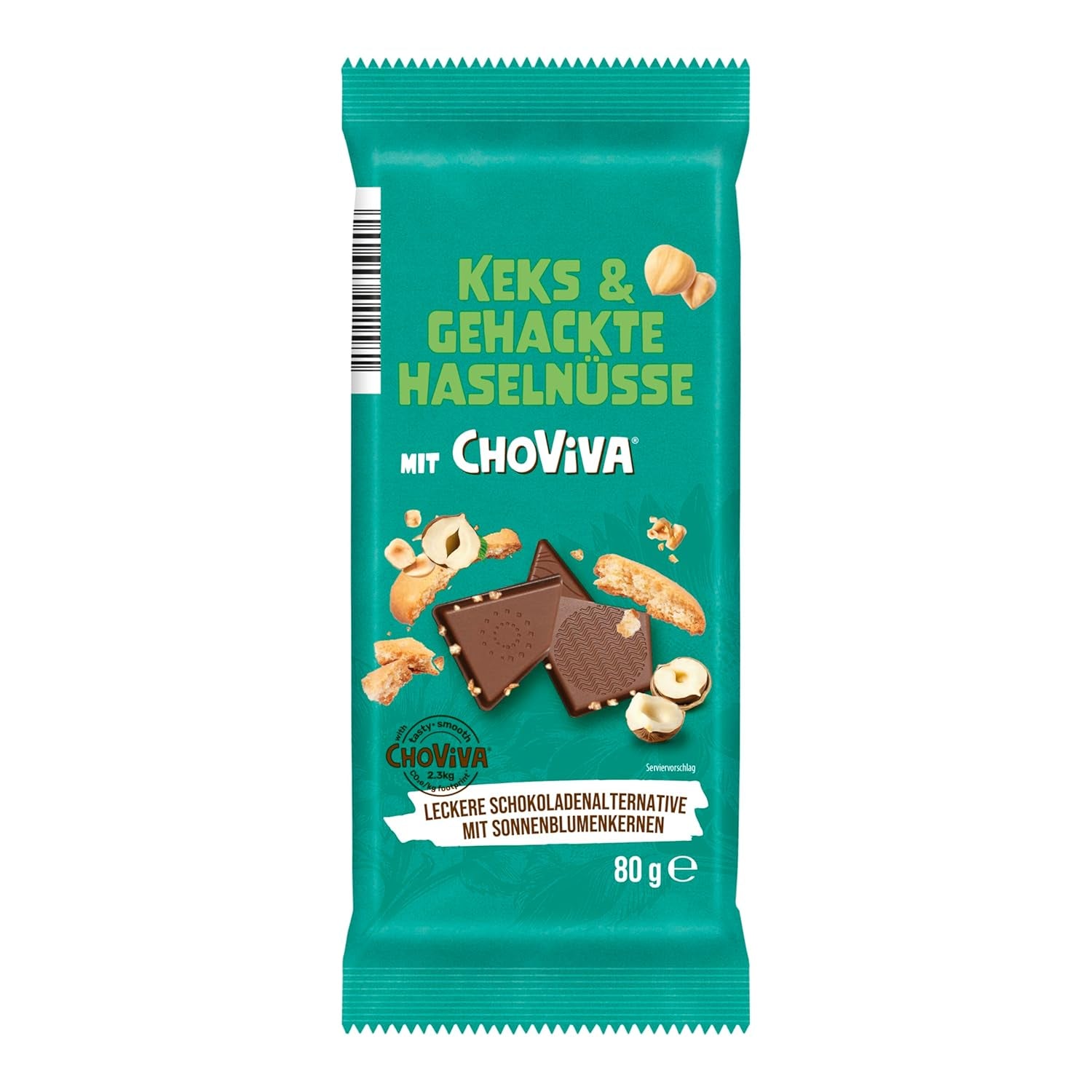 Biscuite cu unt sărat și ChoViva, baton de 80g, făcute din alternativă la ciocolată cu semințe de floarea-soarelui