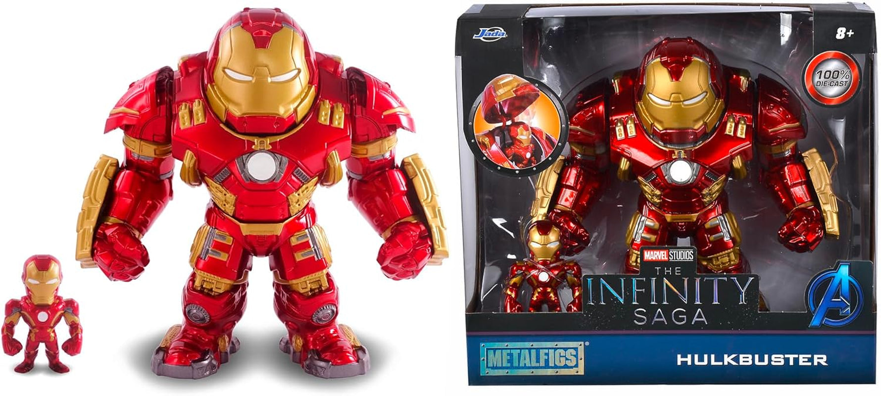 Jada Toys Marvel Figure Hulkbuster & Ironman, Cască deschisă și închisă, Figuri de colecție, Set, Die-Cast, Roșu, Dimensiune: 6 inch Hulkbuster & 2 inch Ironman Action figures Naty Shop