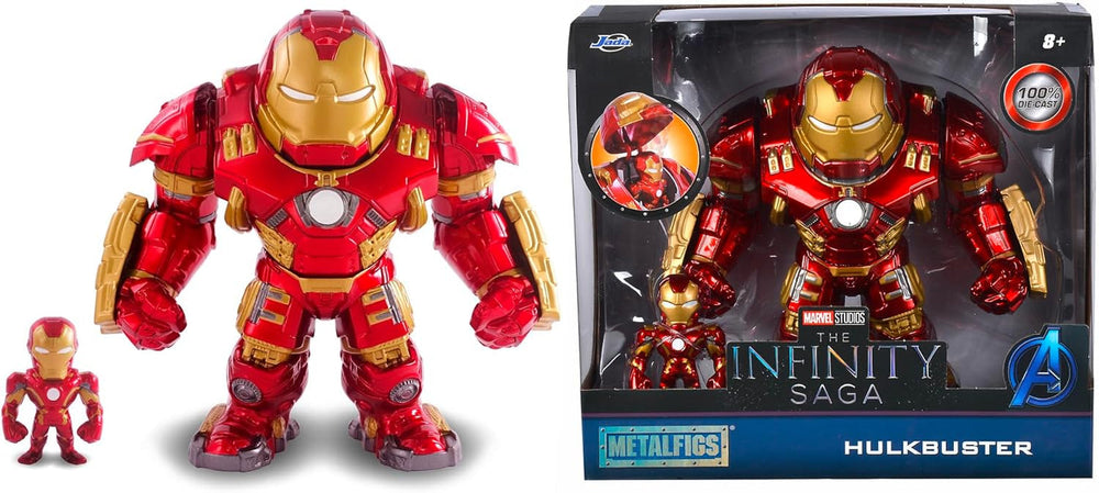 Jada Toys Marvel Figure Hulkbuster & Ironman, Cască deschisă și închisă, Figuri de colecție, Set, Die-Cast, Roșu, Dimensiune: 6 inch Hulkbuster & 2 inch Ironman Action figures Naty Shop
