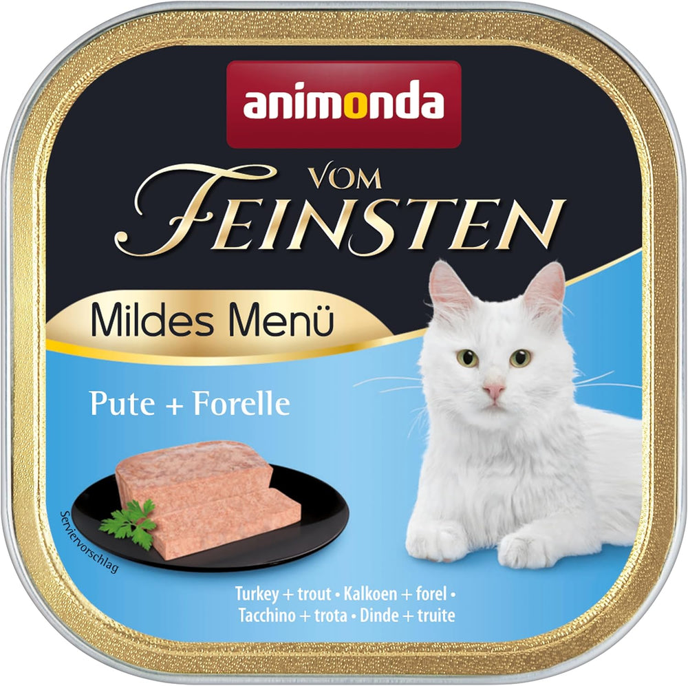 animonda vom Feinsten Mild Menu Mild Variety (32 x 100g), hrană umedă pentru pisici fără cereale, fără zahăr, hrană ușor digerabilă cu carne de curcan