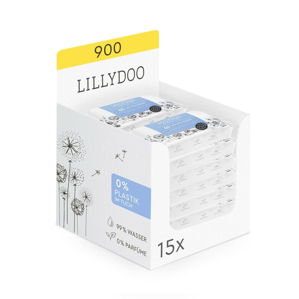 LILLYDOO Baby Feuchttücher Mit 99% Wasser, 10 X 15 Stück (150 Feuchttücher), 100% Plastikfreies Tuch, Ohne Parfüme & Mild Wie Watte Und Wasser (FSC Mix) Servetele Umede Bebelusi Naty Shop 60 Stück (15Er Pack)
