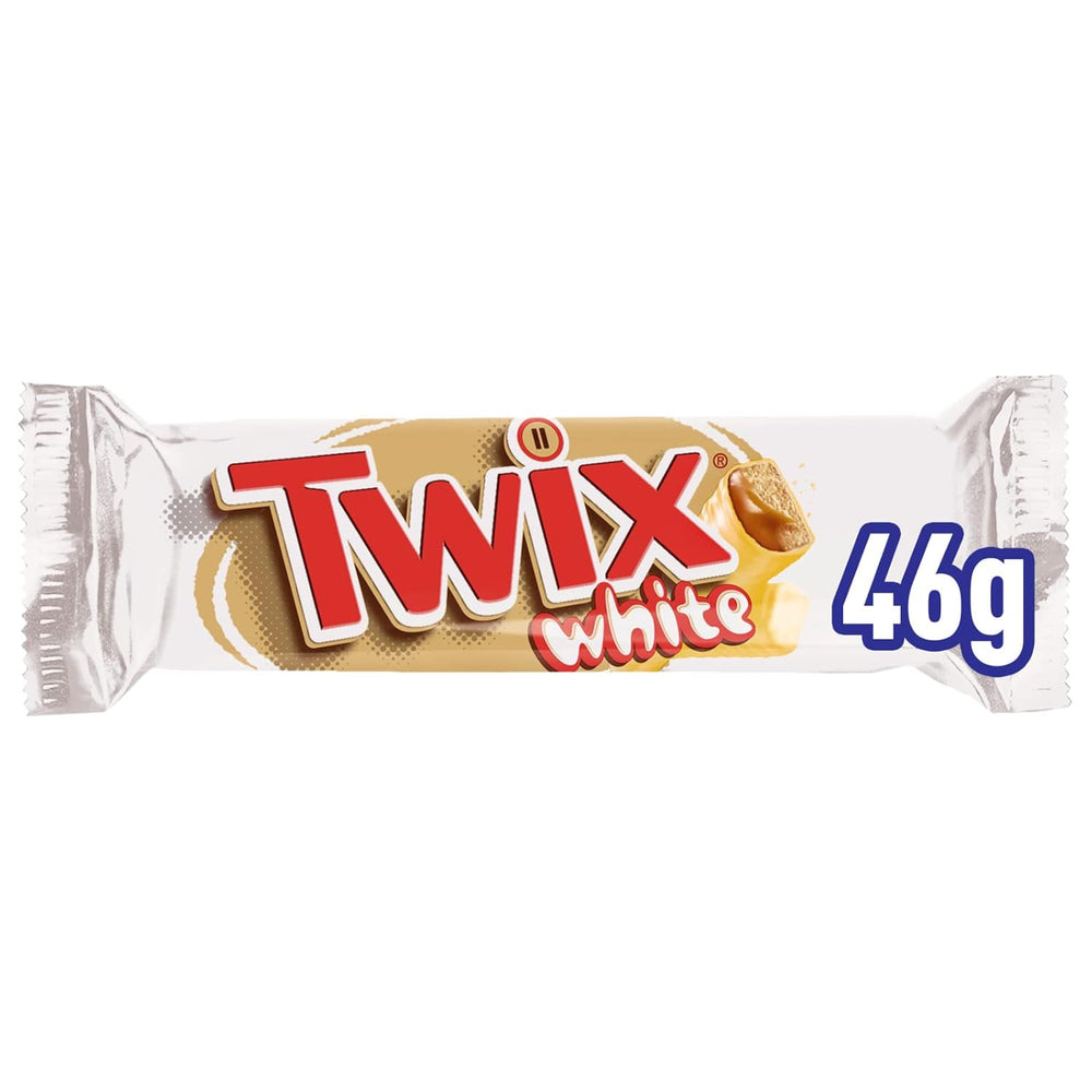 Batoane de ciocolată albă Twix | Caramel, Biscuite, Ciocolată albă | Pachet multiplu de ciocolată | 5 batoane (5 x 46 g) (Pachet de 4)